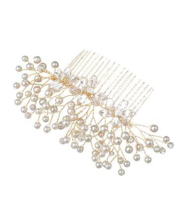 DOITOOL Bridal Hair Comb Rhinestone Bridal Crystal Hair Comb Gold Wedding Clip Side Hair Combs Wedding Flower Hair Comb Leaf Hair Pin Hair Accessories European and American Bride