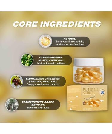2PCS Retinol Facial Serum Capsules Hydrating & Brightening Boosts Skin Elasticity Reduces Fine Lines Daily Care - Buy Online on GoSupps.com