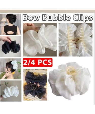 Bow Bubble Clip Large Mesh Bubble Bow Hair Jaw Clip Large Claw Clips for Thick Hair Elegant Hair Styling Accessories (Black 2 Set) Black 2 Set - Buy Online on GoSupps.com