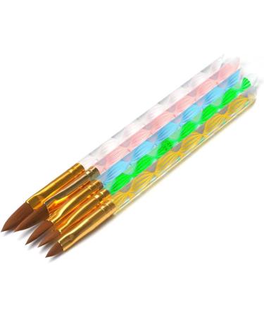 5 Pcs Round Sable Acrylic Design Nail Art UV Gel DIY Brush Pen Set - Sizes 2/4/6/8/10 - Buy Online on GoSupps.com