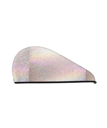Hair Towel Wrap Hair Drying Towel with Button Towel Turban Head Towel to Dry Hair Quickly (Glitter Light Pearl)