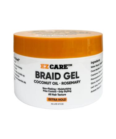 Braid Gel Coconut Oil/Rosemary/Non-Flaking/Moisturizing/Frizz Control/Grip Styling/All Hair Texture/Extra Hold (8 oz.)