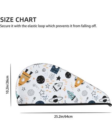 Cartoon Planets Microfiber Hair Towel - Soft Super Absorbent Hair Wrap for Women | Quick Dry Coral Velvet Cap for Long Curly & Thick Hair - Buy Online on GoSupps.com