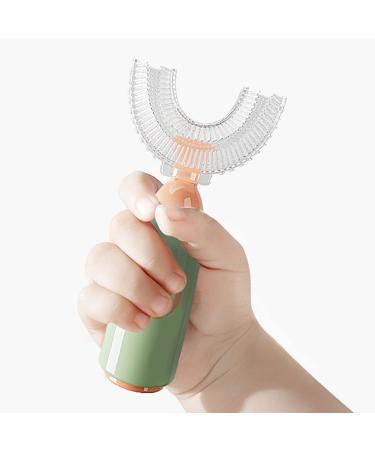 Rocket Shape Kids U-Shaped Toothbrush - Food Grade Soft Silicone Brush Head 360 Oral Teeth Cleaning Design for Toddlers and Children 1-8 Years/8-12 Years Old Green 8-12 Years Old 1 count (Pack of 1) Green