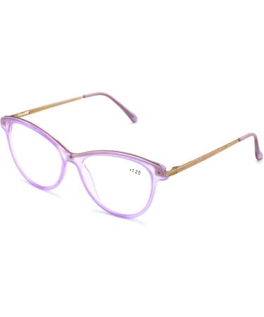 Premium Women Vintage Oval Reader Glasses - Translucent Purple Metal Temple 1.25x Reading Glasses for International Shipping - Buy Online on GoSupps.com