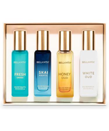 Bloom Beauty Bella Vita Luxury Unisex Eau De Parfum Gift Set 4 x 20ml for Men & Women with SKAI Fresh WHITEOUD Honey Oud Perfume|Long Lasting EDP Fragrance Scent - Buy Online on GoSupps.com