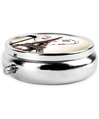 Eiffel Tower Mini Round Pill Box - 3 Compartment Travel Organizer | Paris Love Design | Portable Medicine Case for Home & Office - Buy Online on GoSupps.com