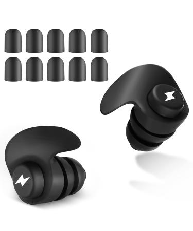 Ear Plugs for Sleeping Noise Cancelling - 6 Pairs Reusable Ear Plugs - Super Soft Comfortable Silicone Ear Plug - Noise Reduction for Sleep  Shooting  Construction (Black)