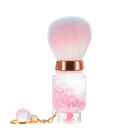 FOMIYES Retractable Makeup Brush Travel Face Blush Brush Portable Powder Foundation Sunscreen Brush with Ball for Blush Bronzer Buffing Highlighter Powder Cosmetics Pink