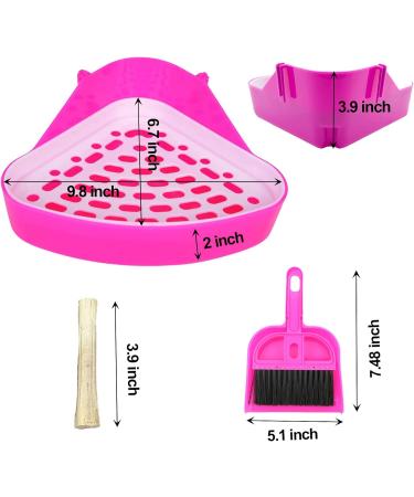 Kathson Triangular Pot Coach - Corner Rabbit & Small Animal Litter Box | Cat Toilet | Pink Plastic for Guinea Pigs Chinchillas Hamsters & Ferrets - Buy Online on GoSupps.com