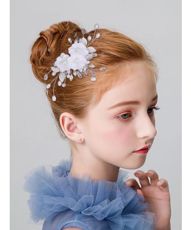 IYOU Princess Wedding Hair Combs White Flower Headpiece Pearl Bridal First Communion Hair Accessories for Girls - Buy Online on GoSupps.com