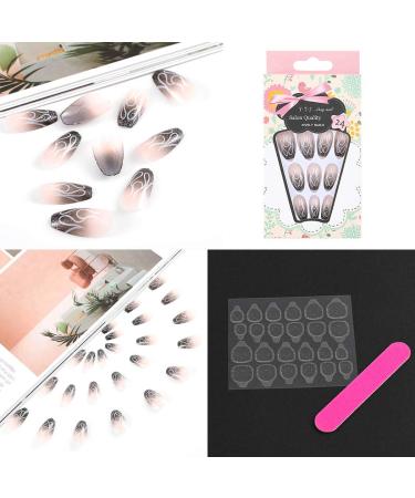Sethexy Black Sparkle Ballerina False Nails - 24pcs Acrylic Coffin Nail Tips for Women & Girls | Complete Art Design - Buy Online on GoSupps.com
