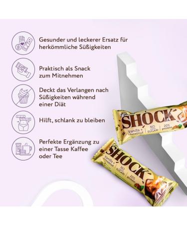 Fitnesshock Protein Bar Set - Sugar-Free Low Carb 20% Protein 1g Sugar Fiber-Rich Crispy Hazelnut - 12x50g Pack - Buy Online on GoSupps.com