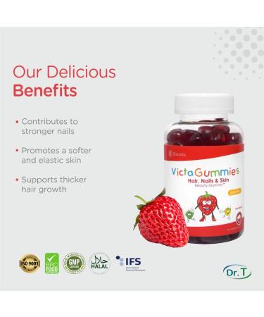 Dr. T Hair Nails & Skin Gummies for Women with Biotin Vitamins E & C Beauty Vitamin for Nail Strength Hair Thickness & Skin Elasticity Strawberry Flavor 120 Count (2 Pack) - Buy Online on GoSupps.com