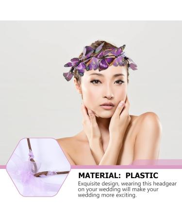 Beaupretty Butterfly Headband - Adjustable Floral Garland Wreath for Weddings & Photos | White & Purple Hair Crown - Buy Online on GoSupps.com