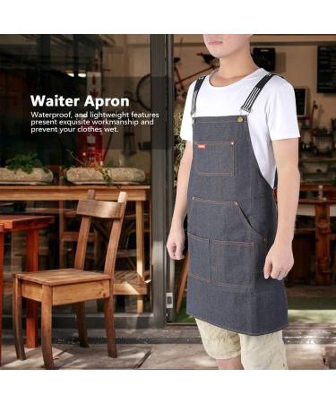 Waterproof Denim Hair Cutting Apron | Stylish Salon & Barber Apron with Pockets for Waiters & Coffee Shops - Buy Online on GoSupps.com