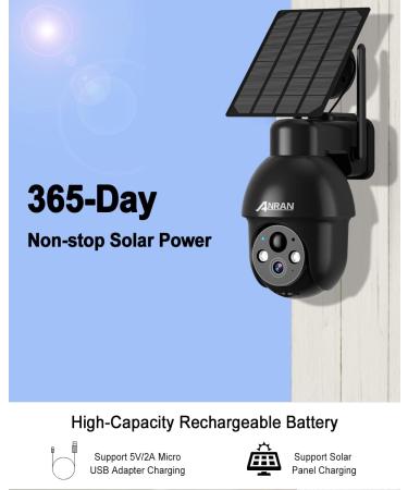 ANRAN 2K Outdoor Security Camera with Solar Power, 360 View, Smart Siren, Color Night Vision, Alexa Compatible - Q3 Black (3MP) - Buy Online on GoSupps.com