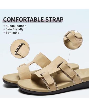 MEGNYA Women's Arch Support Sandals for Plantar Fasciitis - Adjustable Straps, Khaki (Size 10 W) - Buy Online on GoSupps.com
