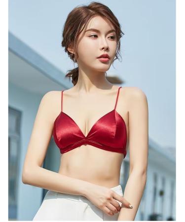 Shop XWSM Girls Teen Women Triangle Cup Bra - Soft Silk Satin Bralette for Small Breasts (40-65kg) in Pink | Comfortable Underwear - Buy Online on GoSupps.com