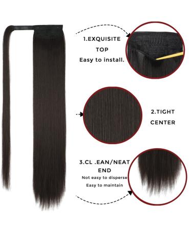 Premium Dark Brown 70cm Clip-In Ponytail Hair Extensions | Natural Look & Easy Application - Buy Online on GoSupps.com