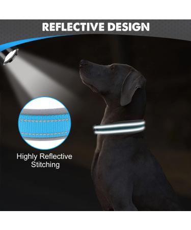Joytale Extra Large Dog Collar - Softly Padded Neoprene Nylon Reflective Baby Blue XL (1 Pack) - Buy Online on GoSupps.com