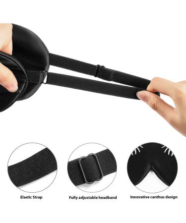 Silk Eyelash Style Sleep Mask Set for Women - 2 Black Satin & 2 Dark Blue Soft Masks with Adjustable Strap and Silk Bag - Buy Online on GoSupps.com