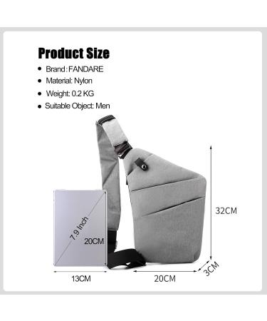 Fandare Anti-Theft Sling Bag for Men - Crossbody & Breast Pocket Backpack for Outdoor Travel Camping & Hiking - Gray - Buy Online on GoSupps.com