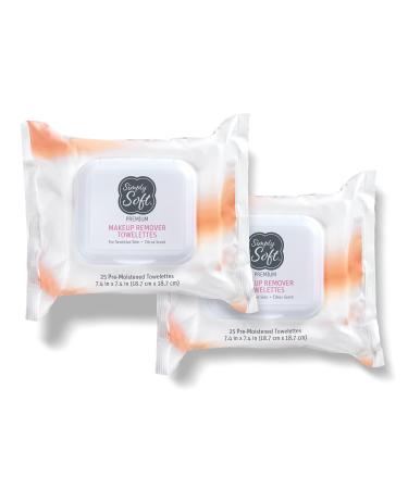 Simply Soft Makeup Remover Wipes, Premium Facial Cleansing Towelettes, Citrus Scent, Hypoallergenic, pH Balanced, 25 ct. (2 Flip-top Packs) Scented