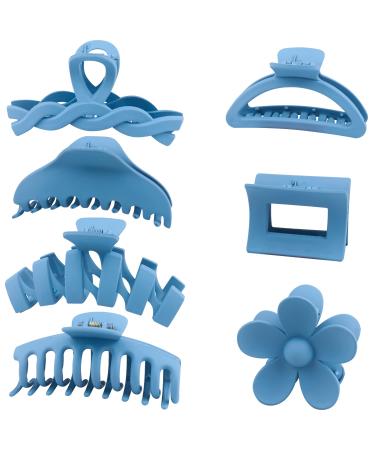 YOOOYOOO Blue Hair Claw Clips  Lightweight Big Strong Hold Nonslip Matte Claw Hair Clips for Thick Hair & Thin Hair & Curly Hair  90's Vintage Jaw Clips for Women & Girls  With Organza Storage Bag