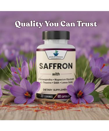 American Standard Supplements Saffron Extract 100mg Per Serving with Magnesium Glycinate Ashwagandha L-Theanine GABA Lemon Balm Vegan Non-GMO 60 Capsules - Buy Online on GoSupps.com
