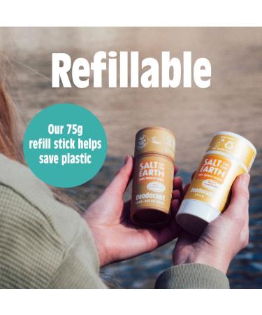 Salt Of the Earth Natural Unscented Deodorant Stick - Aluminium Free Vegan Long Lasting Protection Refillable Leaping Bunny Approved - Made in the UK - 84g - Buy Online on GoSupps.com