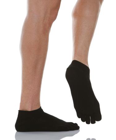 RELAXSAN 650CS Diabetic No Show Socks Unisex Five Fingers Socks Low Cut Breathable for Sensitive Feet Cotton and Silver 6 Black
