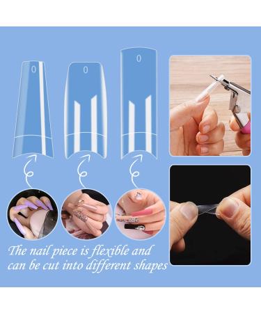 BHYTAKI 400 Pcs Extra Long C Curve Nail Tips with Box - Clear Acrylic Fake Nail Tips for Home DIY and Nail Salons - 10 Sizes - Buy Online on GoSupps.com