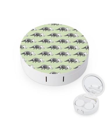 Dinosaurs Skeletons Round Case For Contact Lens Kit Storage Box with Mirror Printed