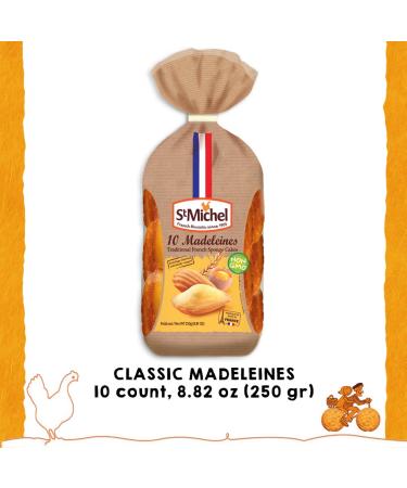 St Michel Traditional Madeleines French Sponge Cakes - Pack of 2 (250g each) | Made in France, Non-GMO, Individually Wrapped | 20 Butter Traditional Madeleines - Buy Online on GoSupps.com