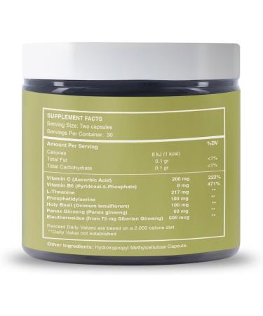 reset wellness Adjust+ | Holy Basil Panax & Siberian Ginseng Phosphatidylserine L-Theanine Vitamins B & C | Adaptogen Stress Support Calm Energy & Mental Clarity | 60 Capsules - Buy Online on GoSupps.com