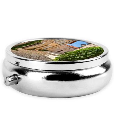 Italy Tuscan Printed Mini Round Pill Box - 3 Compartment Travel Pill Organizer for Home & Office Use - Buy Online on GoSupps.com