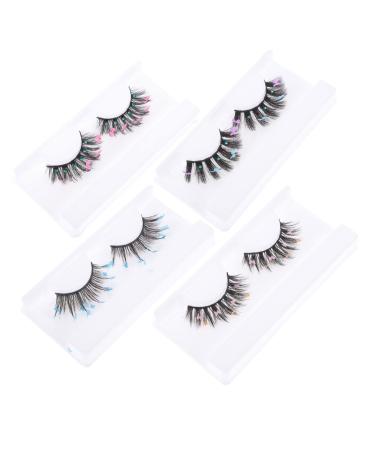 FRCOLOR 4 Pairs Sequin False Eyelashes Segmented False Eyelashes Sequins Fake Lash Natural False Soft Thick Lashes Artificial Eyelashes Handmade Eye Lashes Cosplay Decorate Chemical Fiber