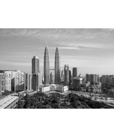Lais Puzzle Skyline of Kuala Lumpur in the morning Malaysia Kuala Lumpur is the capital of Malaysia in black and white 1000 pieces - Buy Online on GoSupps.com