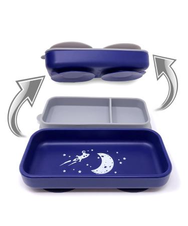 Stella Rose Suction-Go-Bowl Dip-It Edition The World's Most Compact Toddler Suction Dish. 100percent Food Grade Silicone. Transforms into Food Container. (Blue)