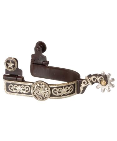 Kelly Silver Star Antique Brown Spurs with Engraved Star Overlay Ladies