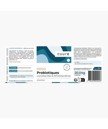 Probiotique Flore Intestinale - CUURE - 60 jours - Lactobacillus Plantarum & Bifidobacterium - Brevet G lule Gastro-R sistante - Fabriqu en Europe Sans saveur 60 unit (Lot de 1) - Buy Online on GoSupps.com