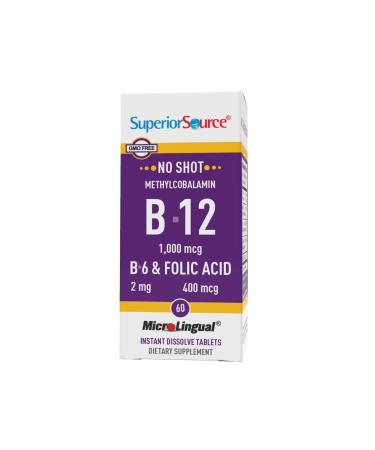 Superior Source Methylcobalamin B-12 B-6 & Folic Acid 1000 mg/400 mg 60 Tablets - Buy Online on GoSupps.com