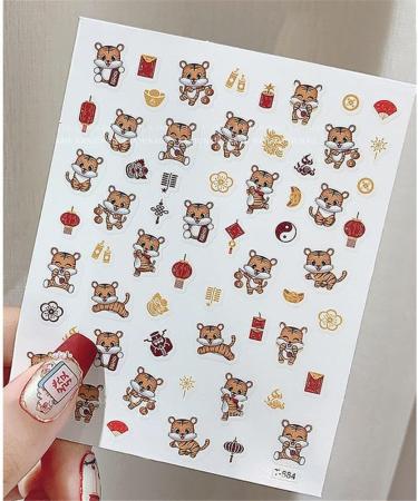 Accessories Manicure Decoration Adhesive 3D Nail Art Nail Slider Nails Decal Tiger Nails Stickers 2022 Year(1) Style1 - Buy Online on GoSupps.com