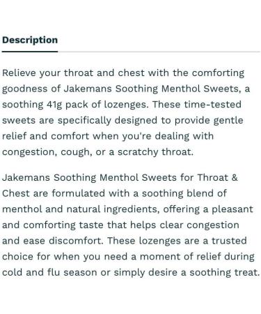 Jakemans Throat & Chest Soothing Menthol Sweets Lozenges - Pack of 5 x 41g Bars - Buy Online on GoSupps.com