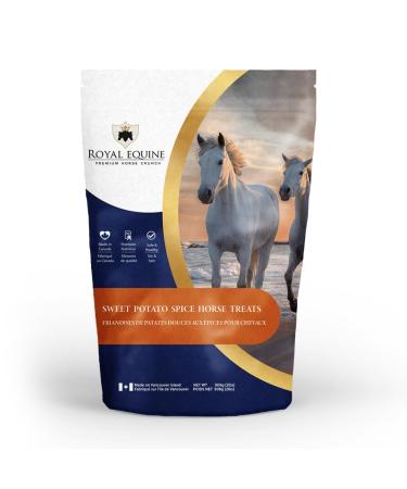 Royal Equine Premium Horse Crunch Healthy Horse Treats - Canadian-Sourced All-Natural Ingredients Crunchy Baked Cubes. GMO-Free No Preservatives Rye Barley Oats Base. (Sweet Potato Spice)