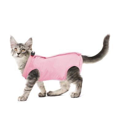 Cobee Professional recovery suit for cats in abdominal wounds or skin diseases kittens surgery recovery suit e-neck band alternative for cats and dogs after operations (size M pink) size M pink
