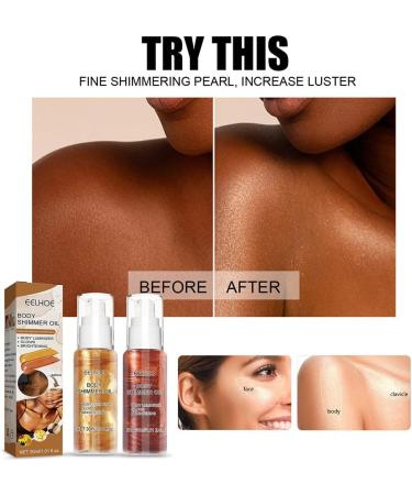  IOIUSKKU IOIUSKKU 30ML Woman Man Skin Mirrored Brightening Body Oil Moisturizing Washable Highlighter Nourishing Outdoor Pool Gold - Buy Online on GoSupps.com