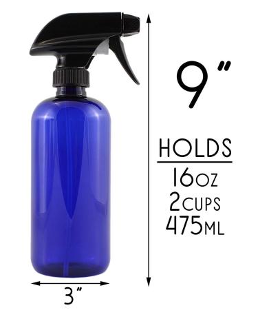 16oz Cobalt Blue Plastic Spray Bottles (6-Pack) with Heavy Duty Sprayers and Chalkboard Labels - BPA-Free PET, Ideal for Aromatherapy, DIY Cleaning, Kitchen, Hair - 16oz - Buy Online on GoSupps.com
