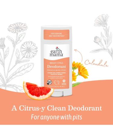 Earth Mama Bright Citrus Deodorant | Safe for Sensitive Skin Pregnancy and Breastfeeding Contains Organic Grapefruit and Calendula No Baking Soda or Aluminum 2.65-Ounce (2-Pack) NEW Bright Citrus 3 Ounce (Pack of 2) - Buy Online on GoSupps.com